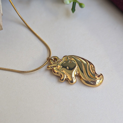 Gold Plated Unicorn Pendant Necklace For Girls & Women