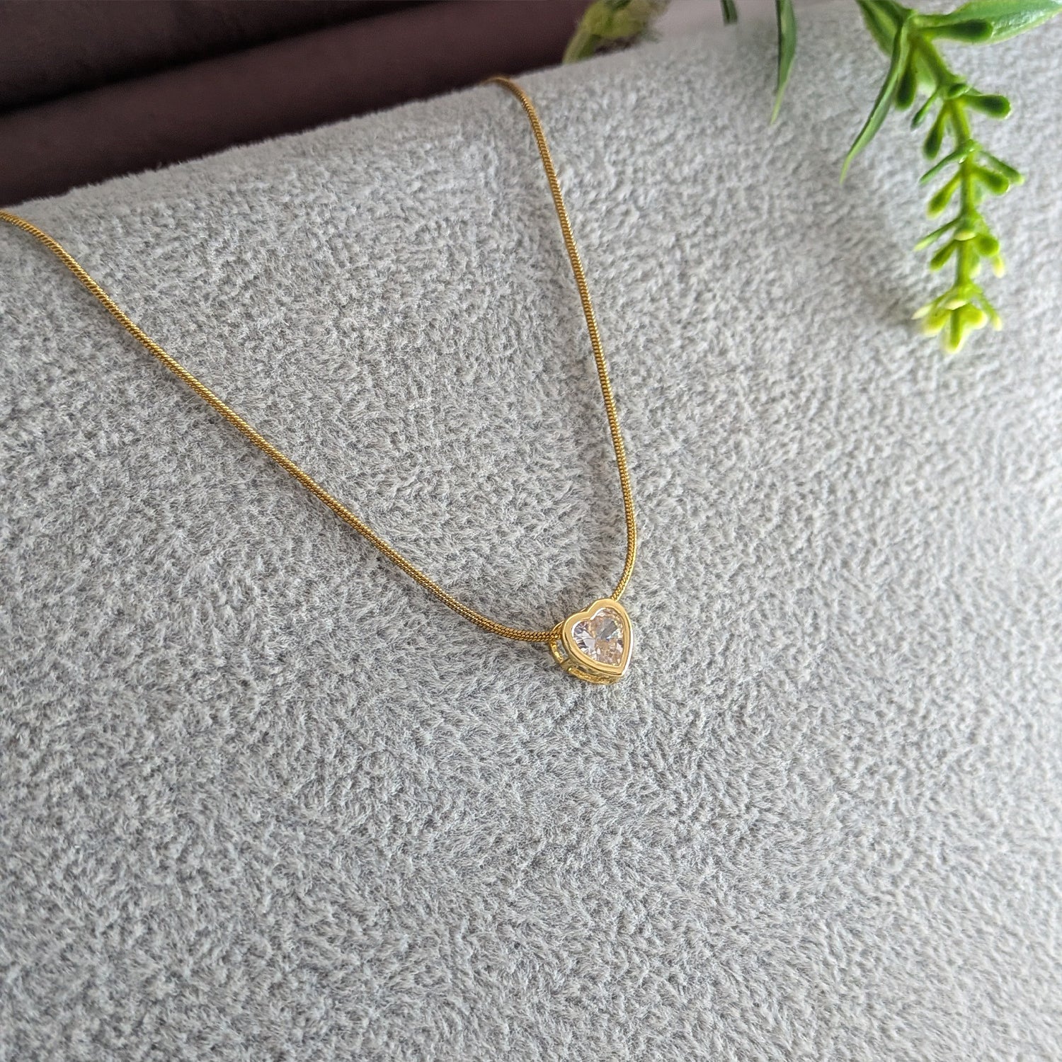Minimal Heart Shape Crystal Pendant Necklace for Women & Girls
