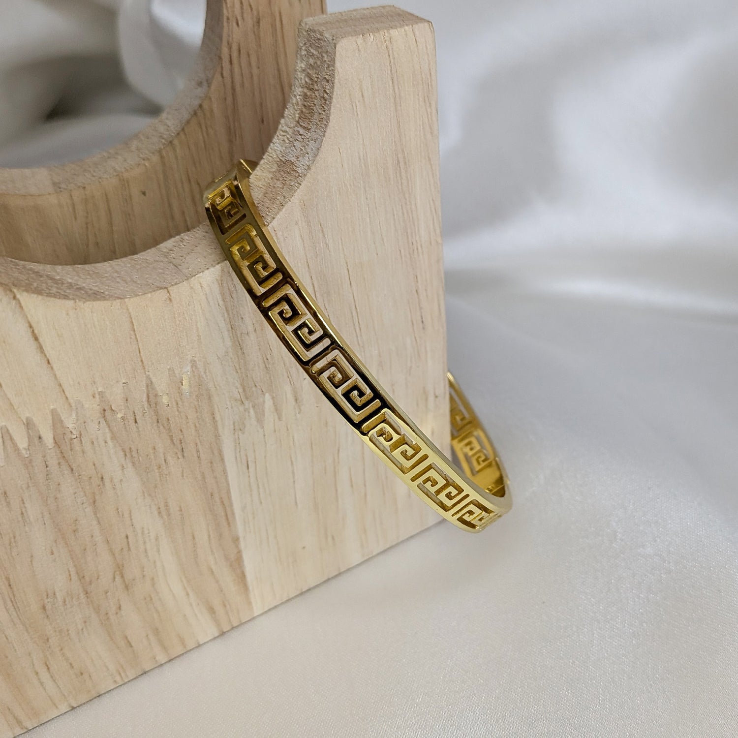 18k Gold Plated Greek Key Meander Design Bracelet for Women & Men