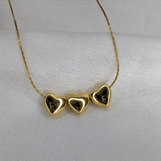 Gold Plated Triple Tiny Tangled Heart Stainless Steel Pendant For Girls & Women