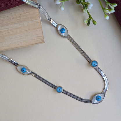 Silver Plated Blue Evil Eye Protection Pendant For Girls & Women