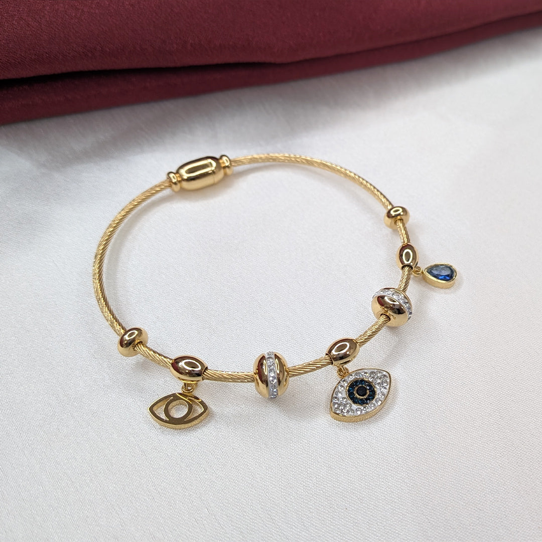 Evil Eye Charm Bracelet with AD Stone Accents for Girls & Women