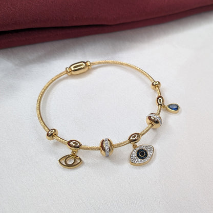 Evil Eye Charm Bracelet with AD Stone Accents for Girls & Women