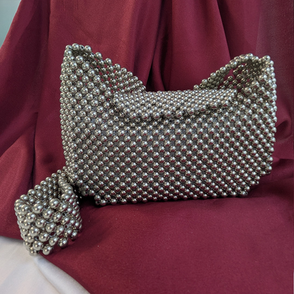 Luxurious Heavy Pearl-Embellished Clutch Handbag for Women