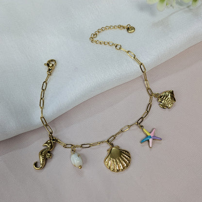 Elegant Sea Themed Charm Bracelet For Girls & Women (Anti-Tarnish)