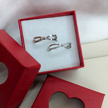 Cross Design American Diamonds Couple Ring Set