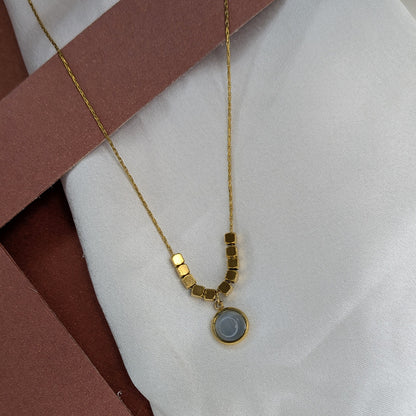 Gold Plated Geometric Beads & Stone Pendant for Women