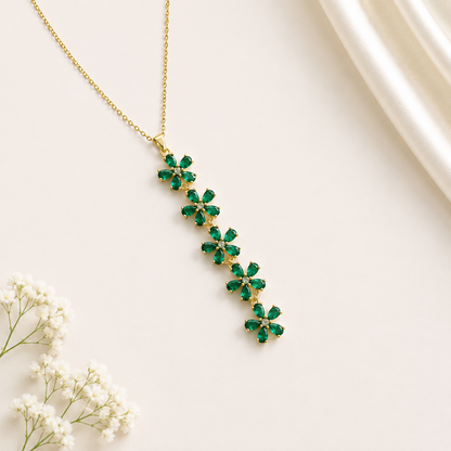Vertical Cascade Of Five Vibrant CZ floral Pendant For Girls & Women's
