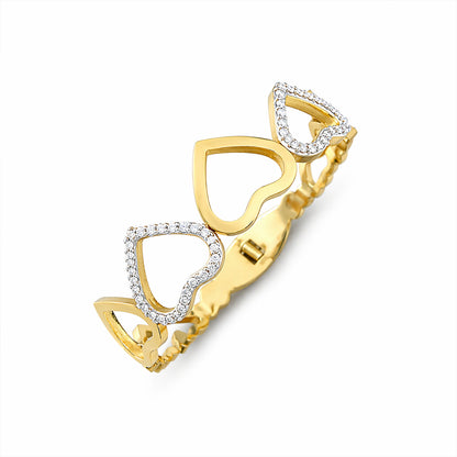18K Gold Plated Multi Heart Crystal Bracelet for Women & Girls