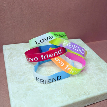 5pcs Rainbow Silicone Friendship Bracelets | Printed Rubber Wristbands