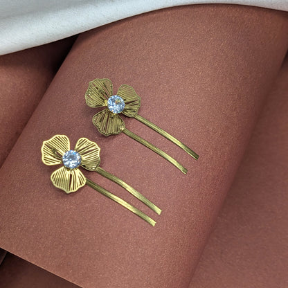 Gold Plated Radiant Flower Crystal Pendant & Earring Set for Women