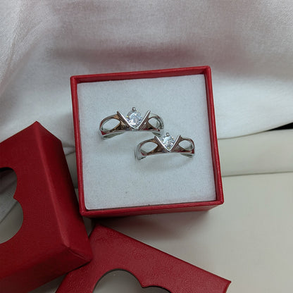 Elegant V-Set American Diamond Couple Ring Set