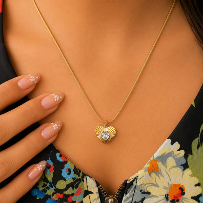 Dainty Radiant Dual Heart Pendant For Girls & Women