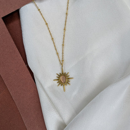 Gold Plated Radiant Sunburst Pendant for Women