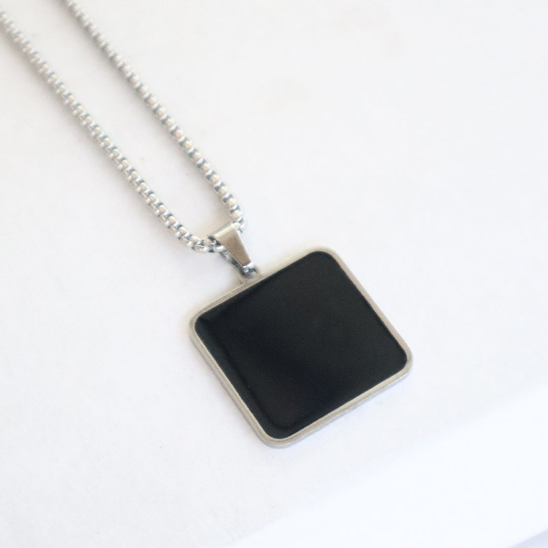 Urban Edge Black Square Pendant for Men