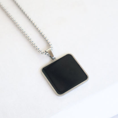 Urban Edge Black Square Pendant for Men