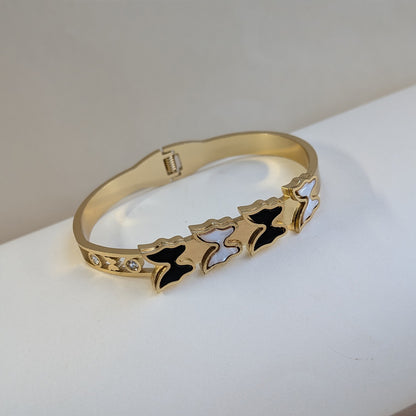 Elegant Gold Finish Black & White Butterfly Design Bracelet For Girls & Women