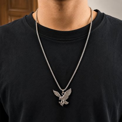 Stylish Punk Rock Eagle Pendant with Interlink Chain for Men's & Boys