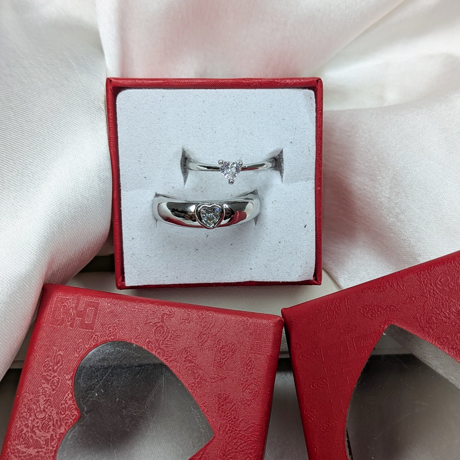 Embellishment Love-Inspired Crystal Shine Couple Ring Set