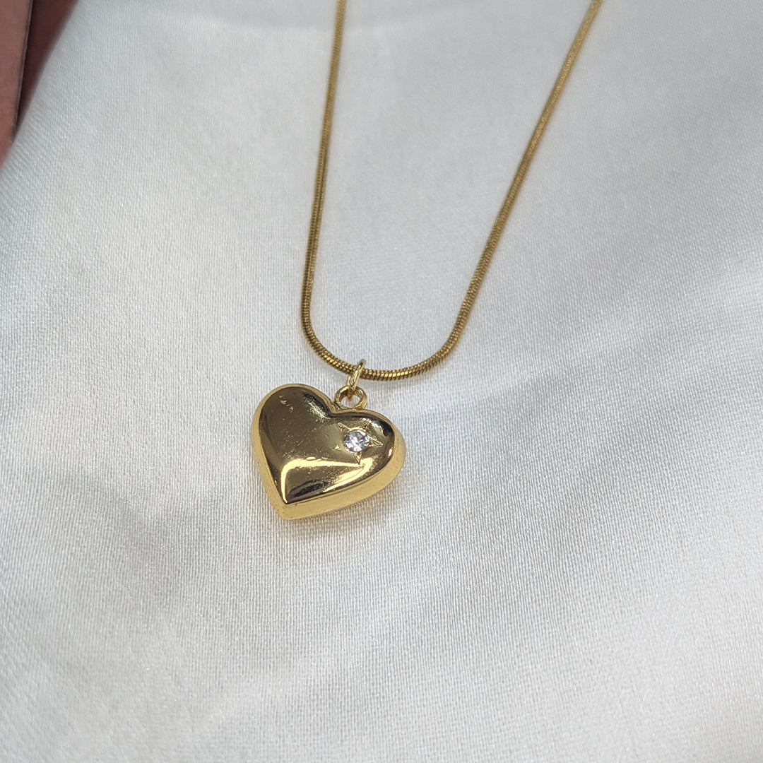 Gold Finish Lumina Eternal AD Stone Heart Pendant For Girls & Women
