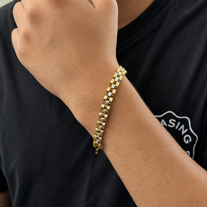 Power Luxe Design Dual Tone Stainless Steel Bracelet for Men's & Women's