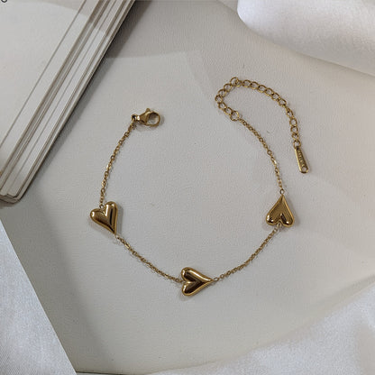 Gold Finish Twinkle Heart Link Bracelet For Girls & Women (Anti-Tarnish)