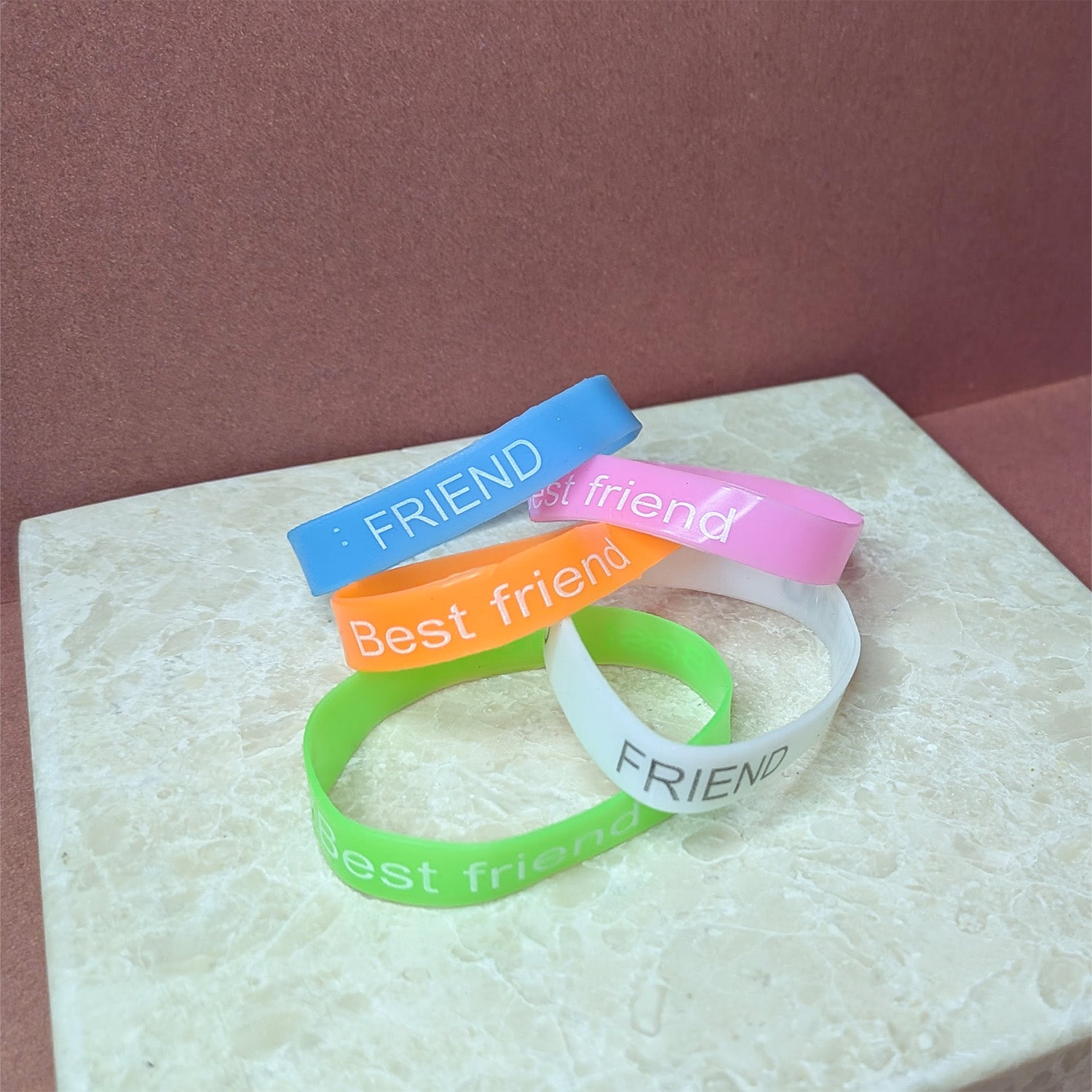 5pcs Cute Friendship Silicone Wristbands | Colorful Rubber Bracelets