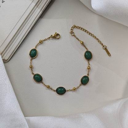 Gold Finish Vibrant Gemstone Link Bracelet For Girls & Women (Anti-Tarnish)