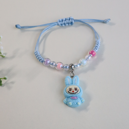 Labubu Bunny Kids Beaded Bracelet with Adjustable Strap