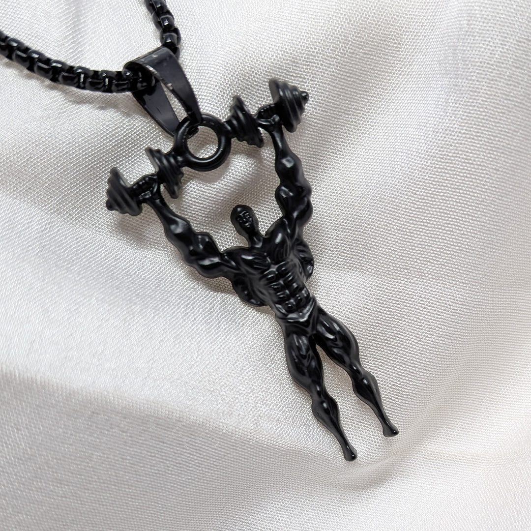 Gym Dumbbell Bodybuilder Charm Chain Pendant for Men & Boys