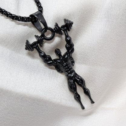 Gym Dumbbell Bodybuilder Charm Chain Pendant for Men & Boys