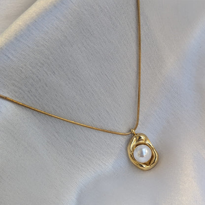 Gold Plated Minimalist Chic Broad Bean Style Pearl For Girls & Women