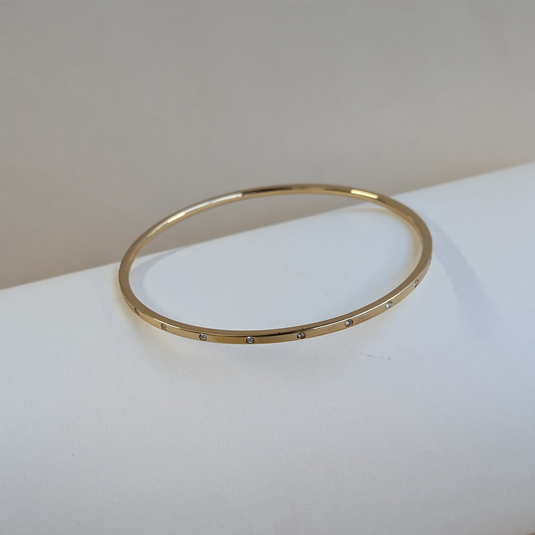 Gold Plated Slim AD Studded Classic Bracelet For Girls & Women