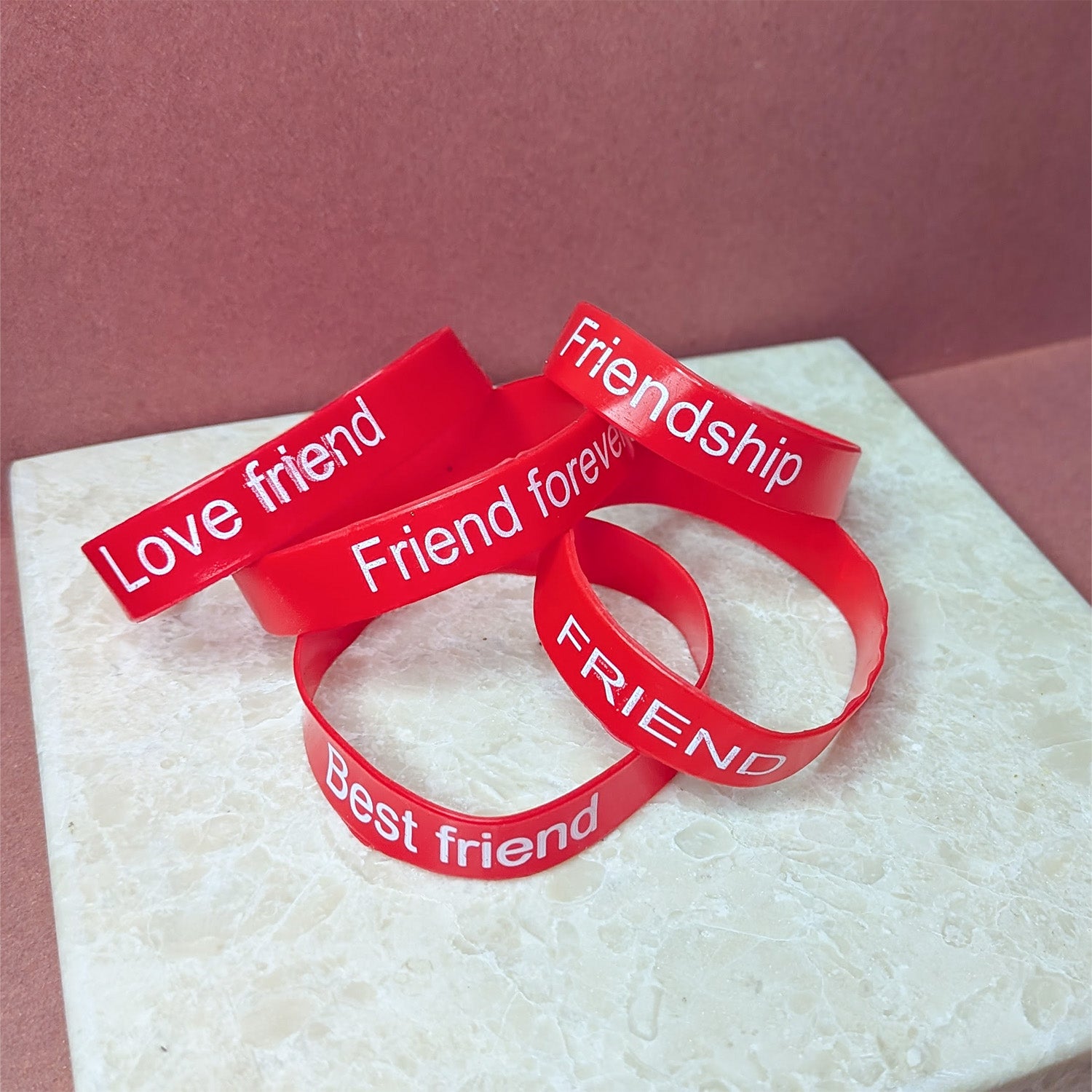 5pcs Friendship Day Silicone Wristbands | Colorful Rubber Bands for Teens