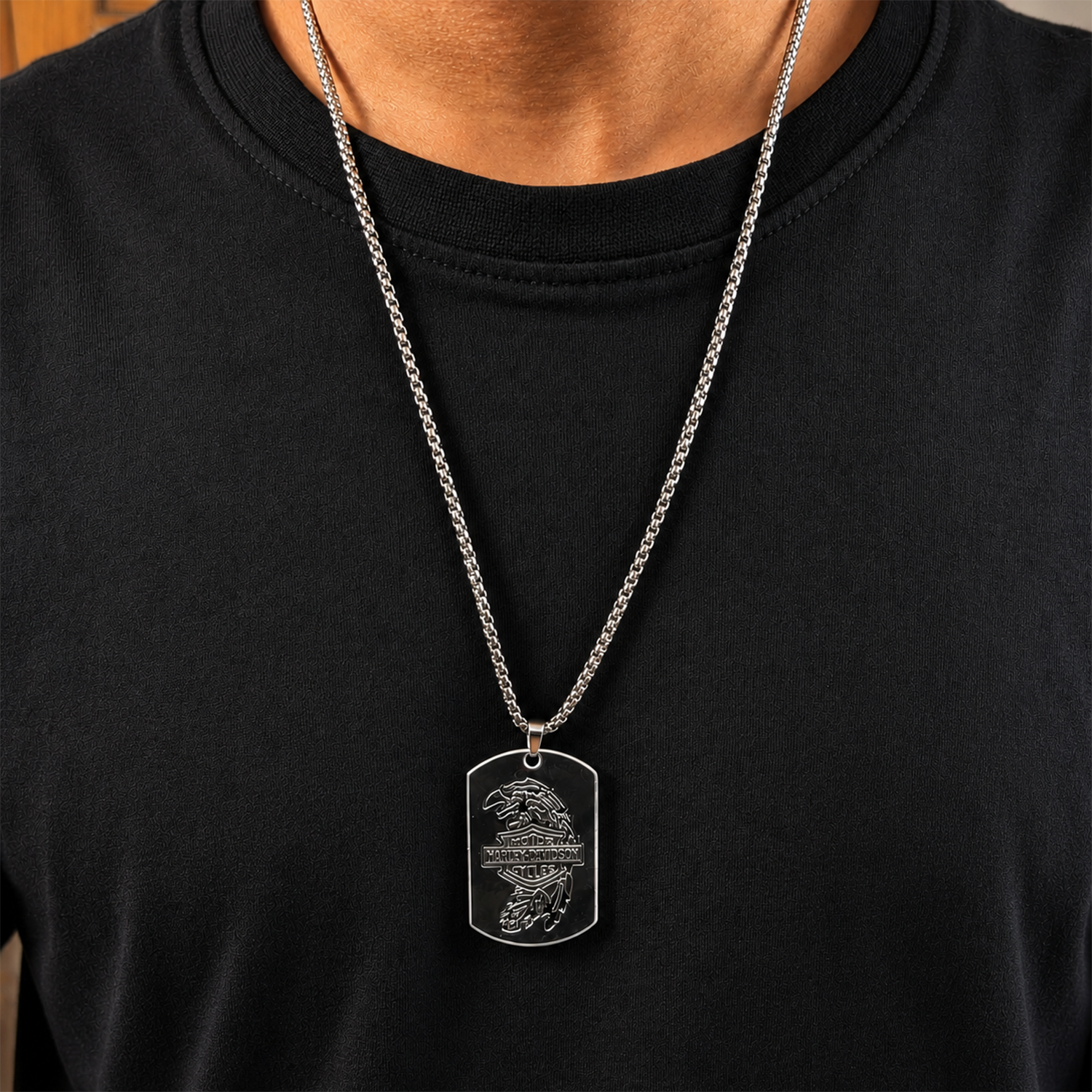 Eagle Motorcycle Boy Dog Tag Pendant for Men's & Boys