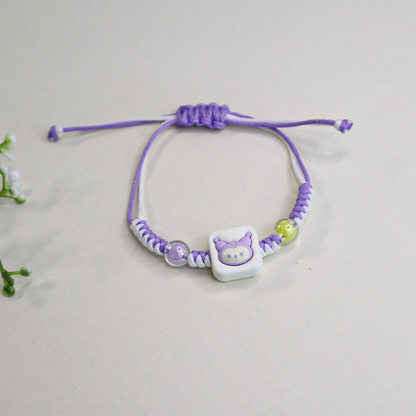 Cute Anime Beaded Braided Rubber Bracelet with Adjustable Strap