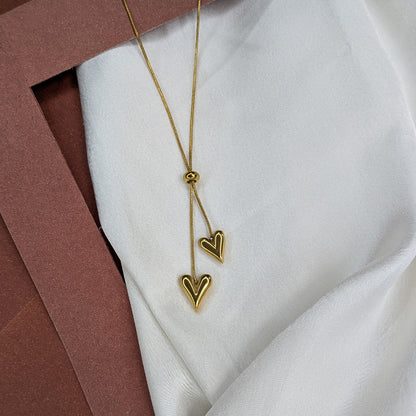 Durable Gold Finish Heart Lariat Pendant For Girls & Women