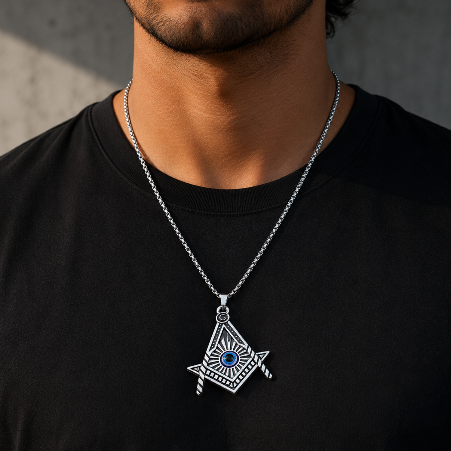 Masonic Square & Compass Pendant for Men & Boys