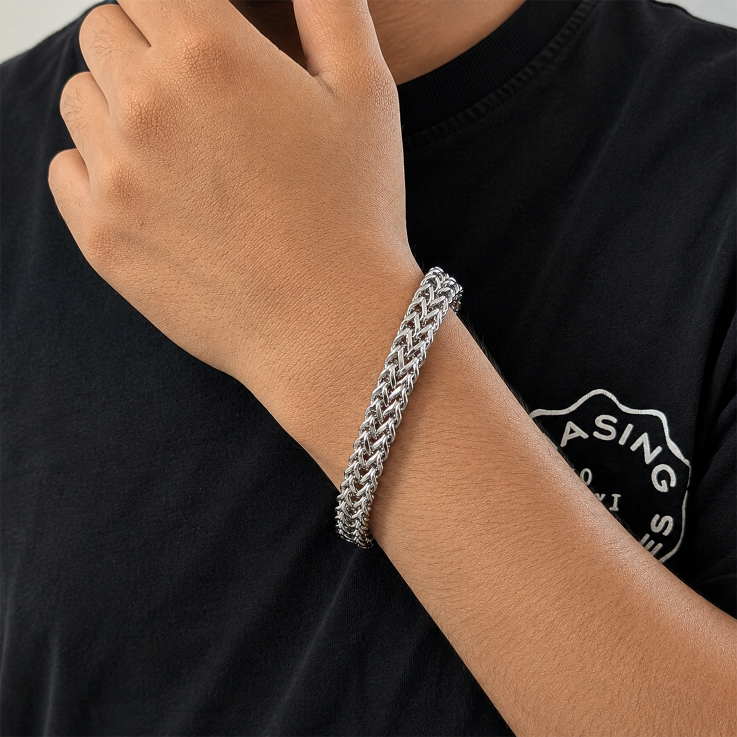 Classic Stainless Steel Woven Chain Bracelet For Men