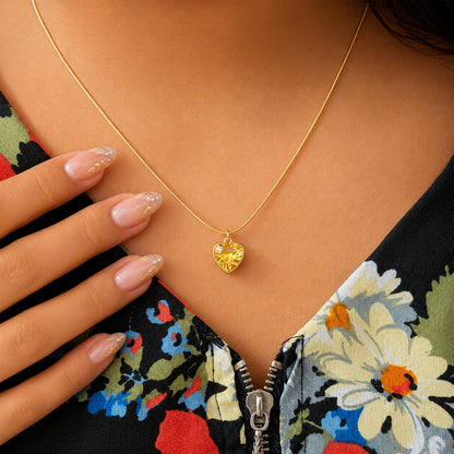 Gold Tone Citrine Heart Pendant For Girls & Women's