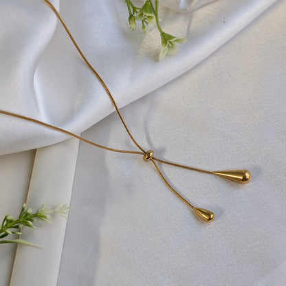 Minimalist Gold Teardrop Adjustable Chain Necklace For Girls & Women