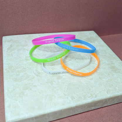 5pcs Colorful Silicone Friendship Bands for Kids, Girls & Boys