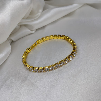 Gold Plated CZ Tennis Bracelet High-Shine Finish For Girls & Women's