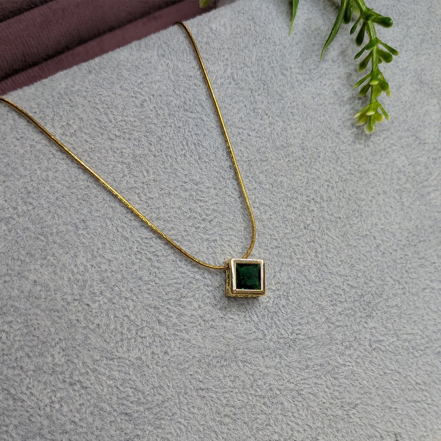 Geometric Design AD Stone Pendant Necklace for Women & Girls