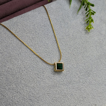 Geometric Design AD Stone Pendant Necklace for Women & Girls