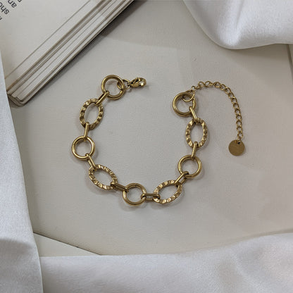 Gold Plated Elegant Oval Mesh Pattern Bracelet For Girls & Women (Anti-Tarnish)