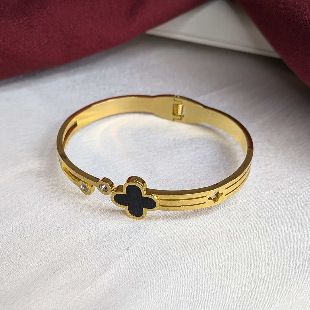 18K Gold Finish Double Layer Floral Bracelet with AD Stone for Girls & Women
