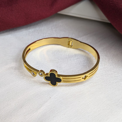 18K Gold Finish Double Layer Floral Bracelet with AD Stone for Girls & Women