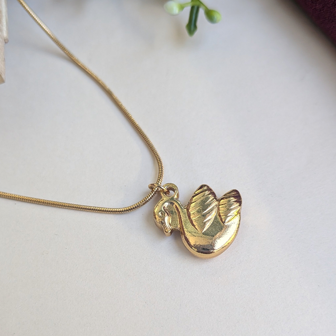 Gold Plated Elegant Swan Pendant For Girls & Women