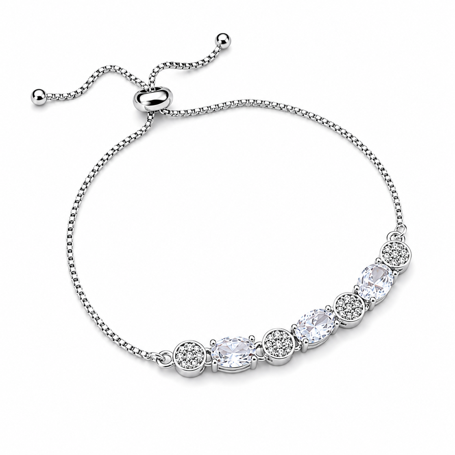 CZ Stone Adjustable bolo clasp Chain Bracelet for Girls & Women's